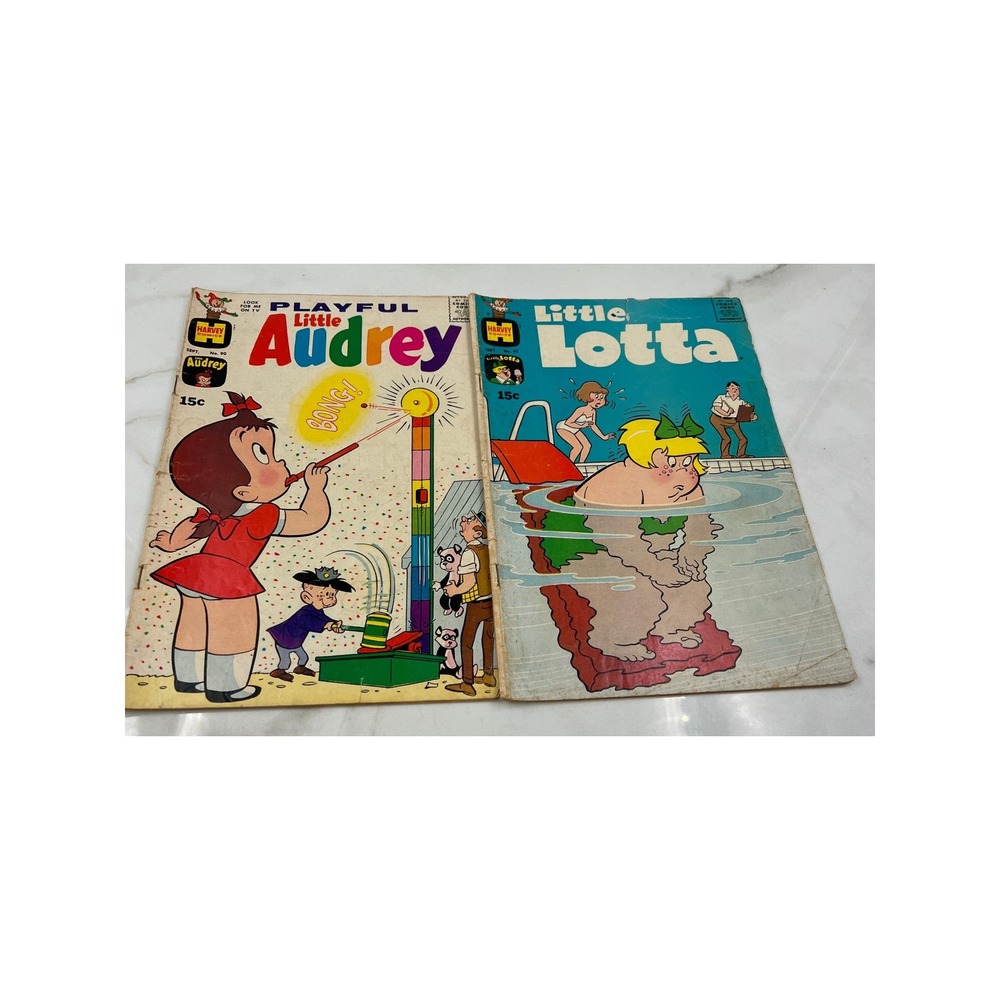VTG Harvey Comics Playful Little Audrey 90 Little Lotta 91 Sept 1970 Set of 2